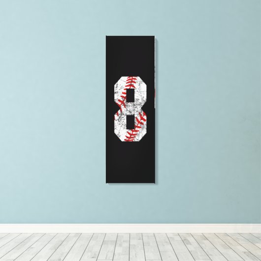 8th Birthday Baseball Big Number Eight 8 Year Old Canvas Afdruk (Insitu (Houten vloer))
