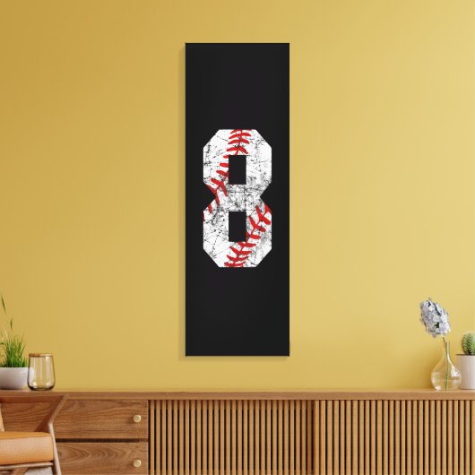 8th Birthday Baseball Big Number Eight 8 Year Old Canvas Afdruk (Insitu (Woonkamer))