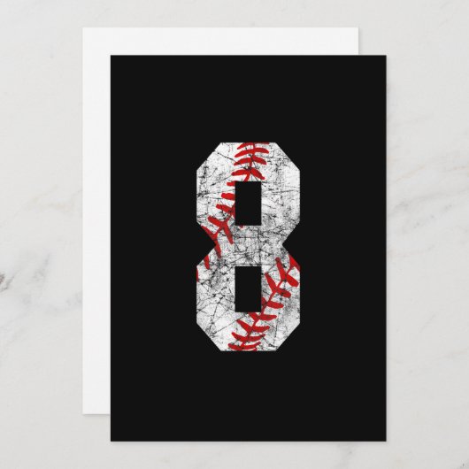 8th Birthday Baseball Big Number Eight 8 Year Old Kaart (Voorkant / Achterkant)