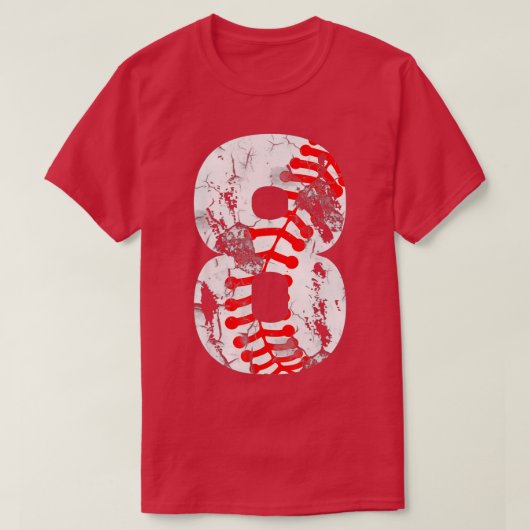 8th Birthday Baseball Big Number Eight 8 Year Old T-shirt (Design voorkant)