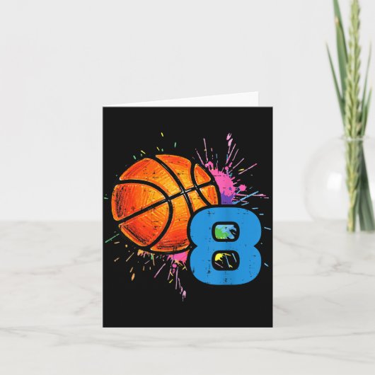 8th Birthday Basketball 8 Year Old Bday Srts Boys  Kaart (Voorkant)
