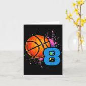 8th Birthday Basketball 8 Year Old Bday Srts Boys  Kaart (Gele Bloem)