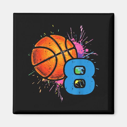 8th Birthday Basketball 8 Year Old Bday Srts Boys  Magneet (Voorkant)