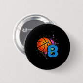 8th Birthday Basketball 8 Year Old Bday Srts Boys Ronde Button 5,7 Cm (Voorkant /achterkant)