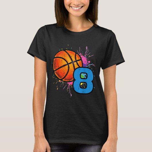 8th Birthday Basketball 8 Year Old Bday Srts Boys T-shirt (Voorkant)