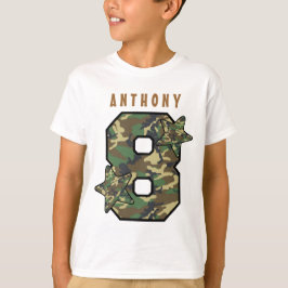 8th Birthday Boy Camo en Stars Custom Name V01H T-shirt