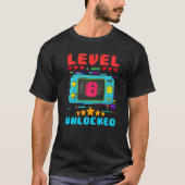 8th Birthday Boy Level 8 Unlocked Video Gamer Birt T-shirt (Voorkant)
