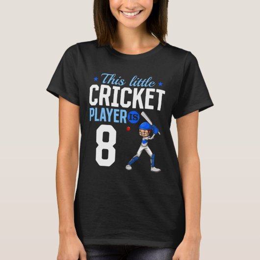 8th Birthday Cricket Player T-shirt (Voorkant)