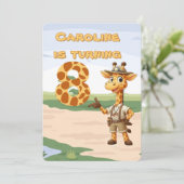 8th birthday Cute Explorer Giraffe on safari Kaart (Staand voorkant)