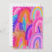 8th Birthday Cute Rainbow Invitations Kaart (Achterkant)