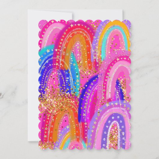 8th Birthday Cute Rainbow Invitations Kaart (Achterkant)