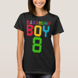 8th Birthday Gift 8 Years Old Block Building T-shirt