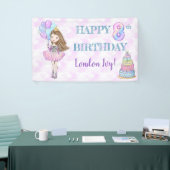 8th Birthday Girl Princess Lavender Turquoise Spandoek (Beurs)