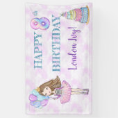 8th Birthday Girl Princess Lavender Turquoise Spandoek (Verticaal)