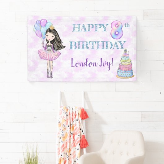 8th Birthday Girl Princess Lavender Turquoise Spandoek (Insitu)