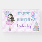 8th Birthday Girl Princess Lavender Turquoise Spandoek (Horizontaal)