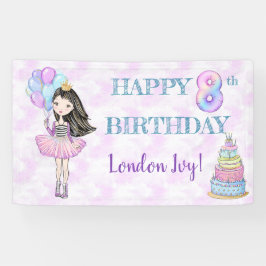 8th Birthday Girl Princess Lavender Turquoise Spandoek