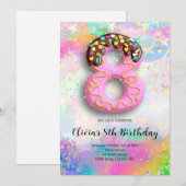 8th Birthday Girls Invitation Kaart (Voorkant / Achterkant)