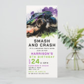 8th Birthday Monster Truck Smash Crash Boy Kids Kaart (Staand voorkant)