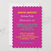 8th Birthday Party Invitation Hot Pink, namen Kaart (Achterkant)