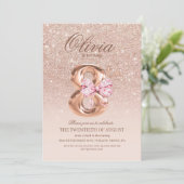 8th Birthday Rose Pink Gold  Bow Birthday Party  Kaart (Staand voorkant)