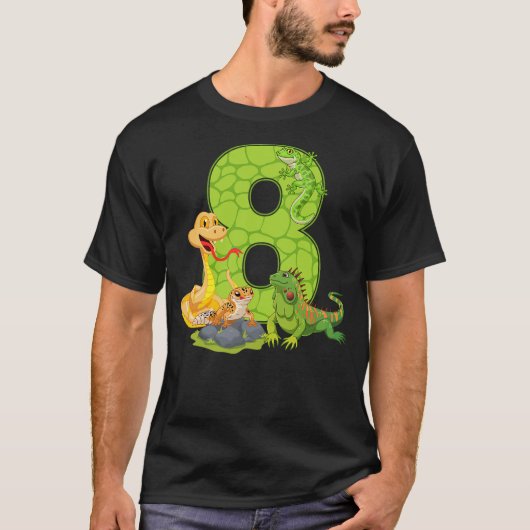 8th Birthday Snake Lizard Reptile 8 Year Old Birth T-shirt (Voorkant)