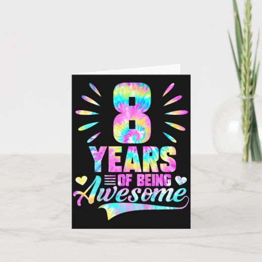 8th Birthday Tie-dye 8 Year Of Being Awesome Kaart (Voorkant)