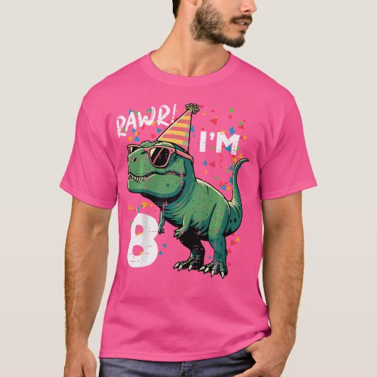 8Th Birthday Trex Rawr Im 8 Years Old Bday Dino Bo T-shirt (Voorkant)