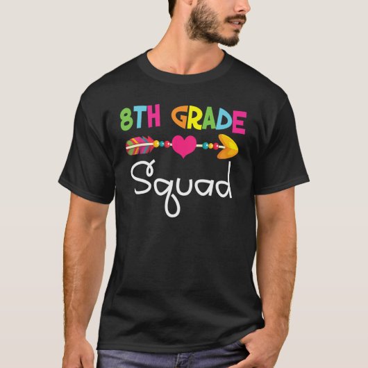 8th Eighth Grade Squad Back To School Teacher Stud T-shirt (Voorkant)