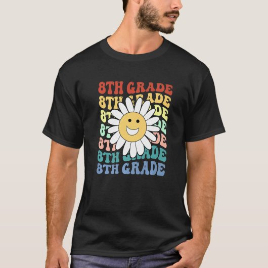 8th Eighth Grade Teacher Back To School Retro Sunf T-shirt (Voorkant)