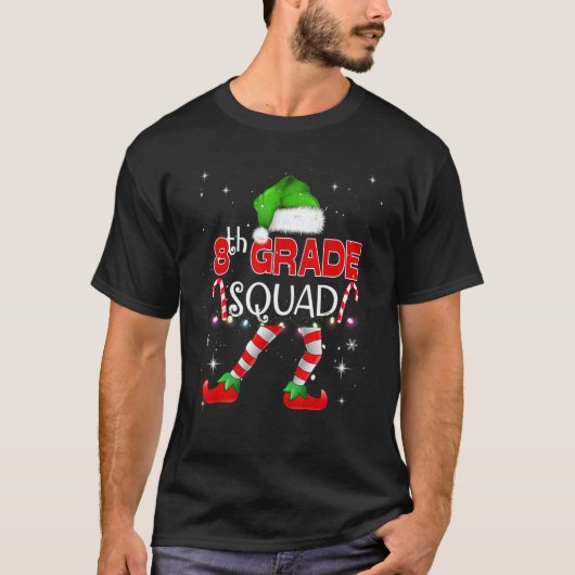 8th Grade Elf Squad Matching Teach Christmas Schoo T-shirt (Voorkant)