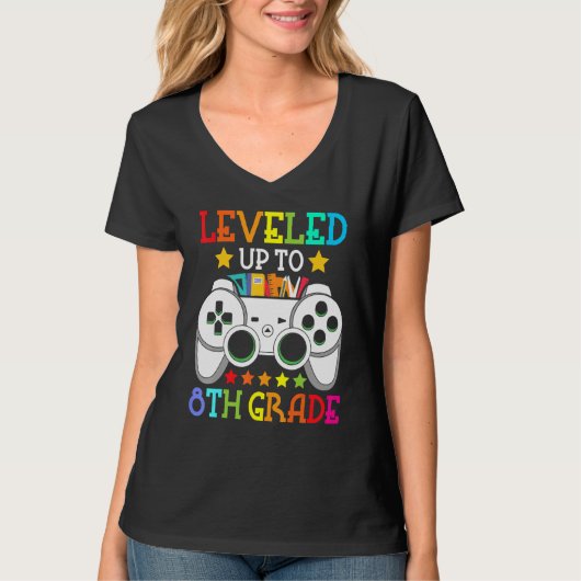 8th Grade Level Unlocked Video Game Back To School T-shirt (Voorkant)