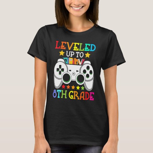8th Grade Level Unlocked Video Game Back To School T-shirt (Voorkant)