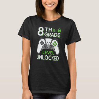 8th Grade Level Unlocked VideoGame Gamer Back to S T-shirt