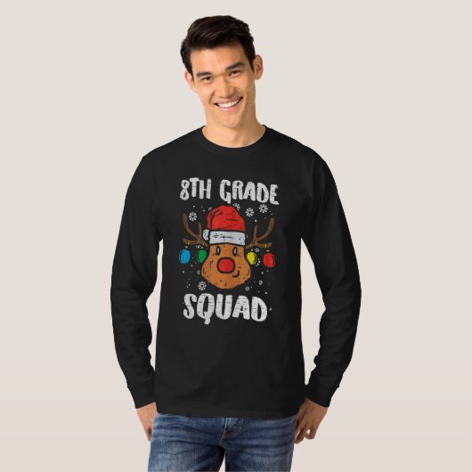 8th Grade Squad Reindeer  Teacher Christmas  1 T-shirt (Voorkant volledig)