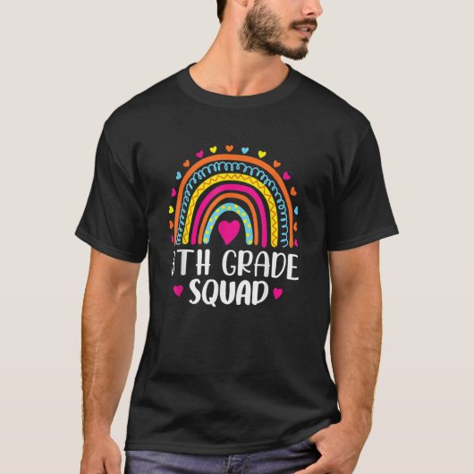 8th Grade Squad Teacher Student Rainbow 100th Day  T-shirt (Voorkant)