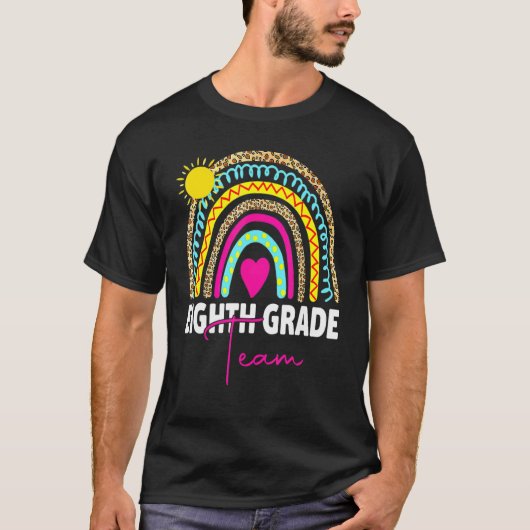 8th Grade Teacher Rainbow Back To School Hello Eig T-shirt (Voorkant)