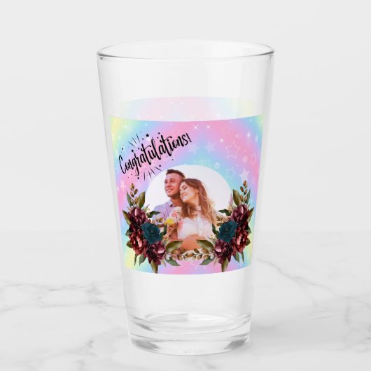 8th Wedding Anniversary Romantic Floral Couple Glas (Voorkant)