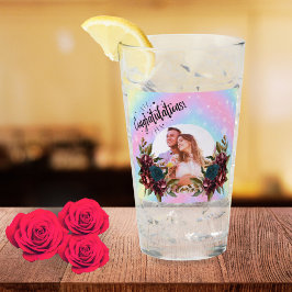 8th Wedding Anniversary Romantic Floral Couple Glas