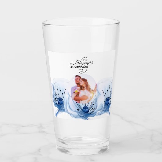 8th Wedding Anniversary Romantic Floral Keepsake Glas (Voorkant)