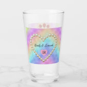 8th Wedding Anniversary Soft Pastel Floral Couple Glas (Achterkant)