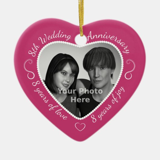 8th Wedding Jubileum Foto Keramisch Ornament (Voorkant)