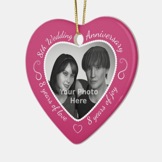 8th Wedding Jubileum Foto Keramisch Ornament (Links)