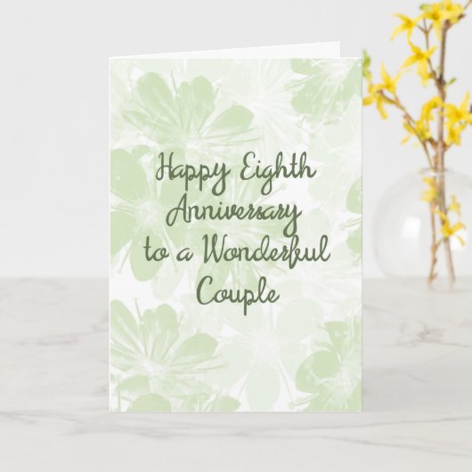 8th Wedding Jubileum Kaart Green Flowers (Gele Bloem)