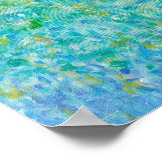 8x10 Abstracte Turquoise Blue Light Yellow Print (Hoek)