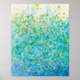 8x10 Abstracte Turquoise Blue Light Yellow Print