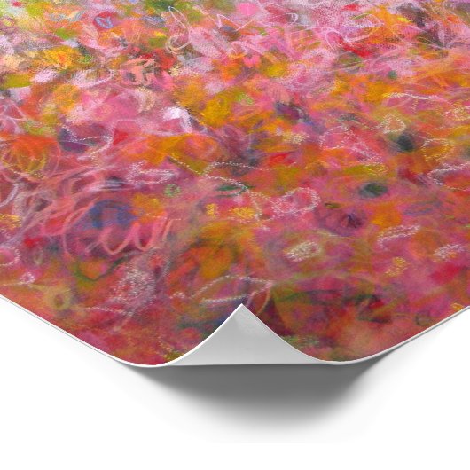 8x10 Abstracte Turquoise roze groene schilderafdru Poster (Hoek)