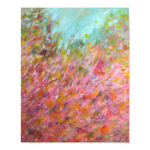 8x10 Abstracte Turquoise roze groene schilderafdru