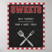 8x10 achtertuin BBQ Birthday Sweets Table Sign Poster (Voorkant)