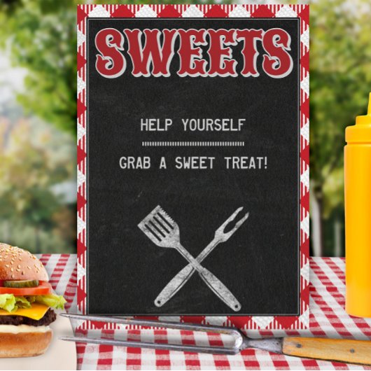 8x10 achtertuin BBQ Birthday Sweets Table Sign Poster